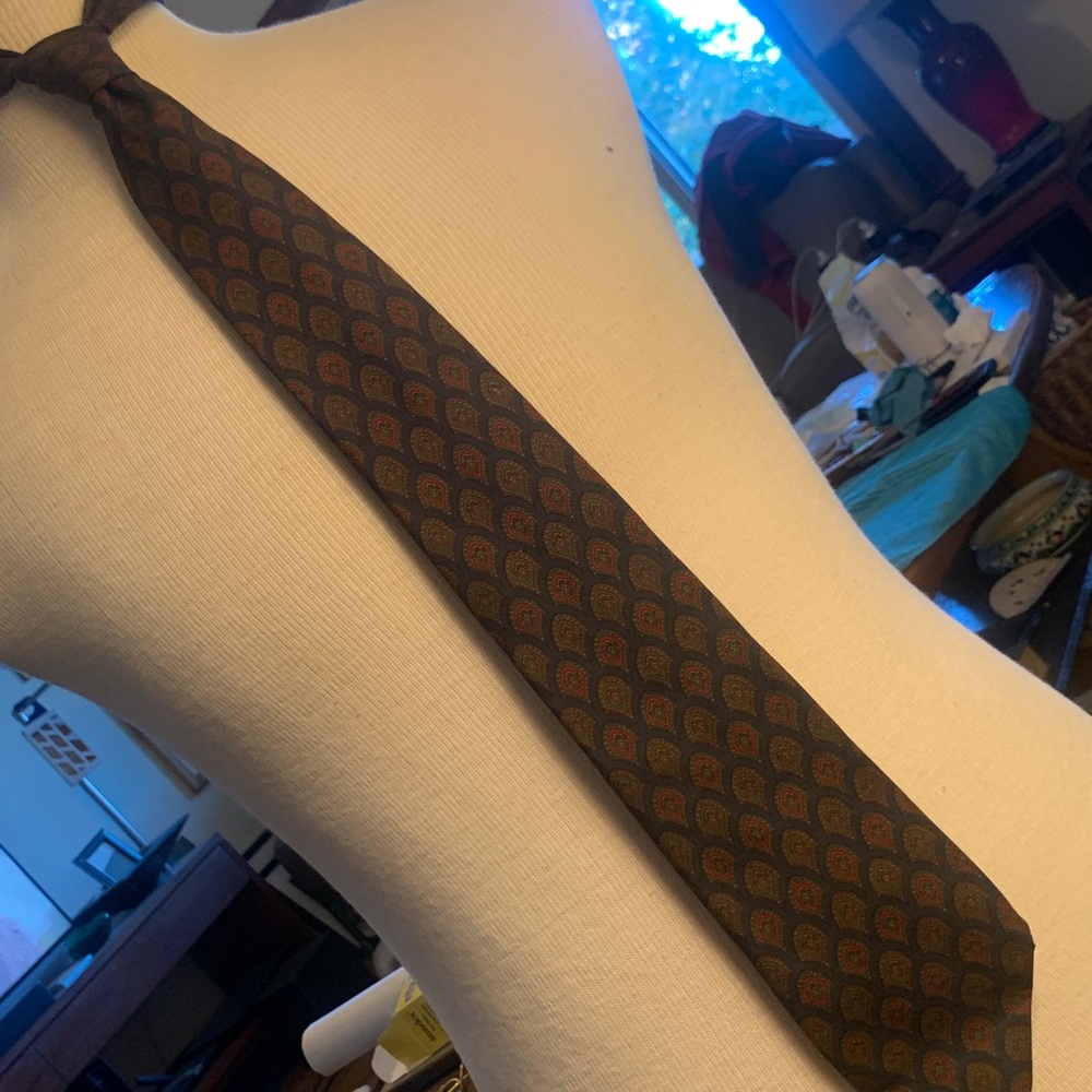 MARIANO RUBINACCI FOR LOUIS,BOSTON LUXURY DESIGNER CHOCOLATE BROWN SILK NECKTIE - Picture 6 of 15